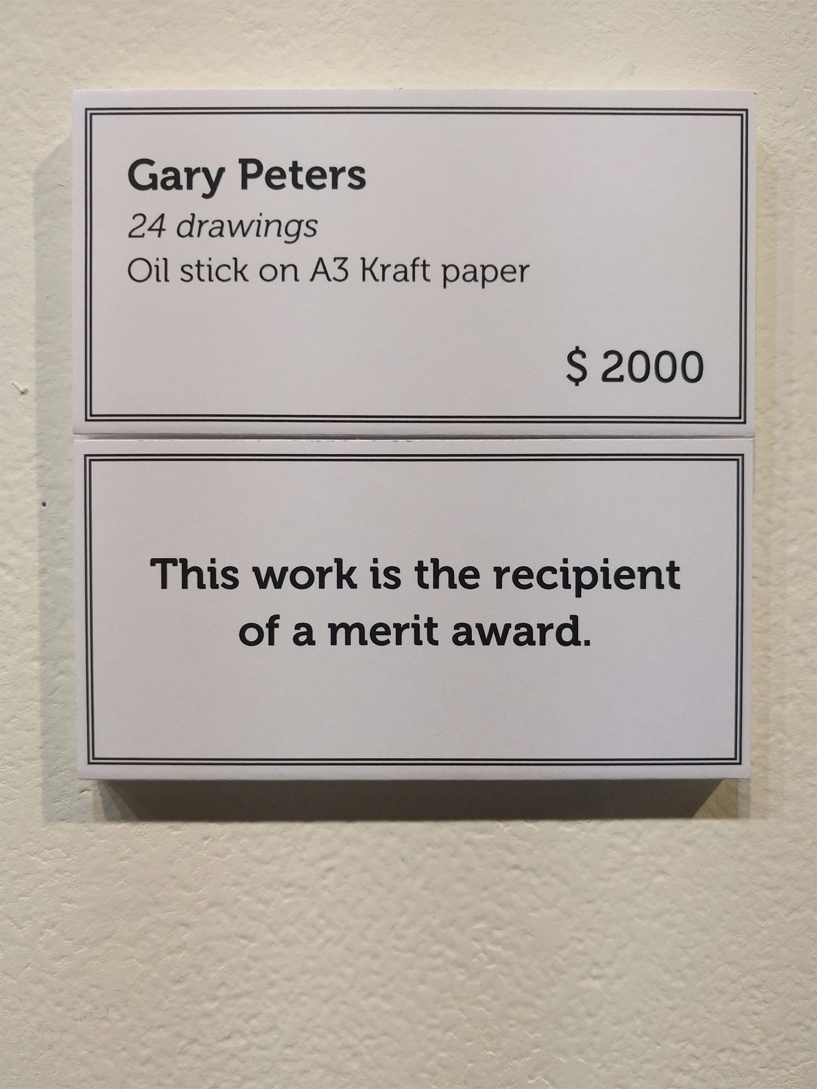 Work labels on wall