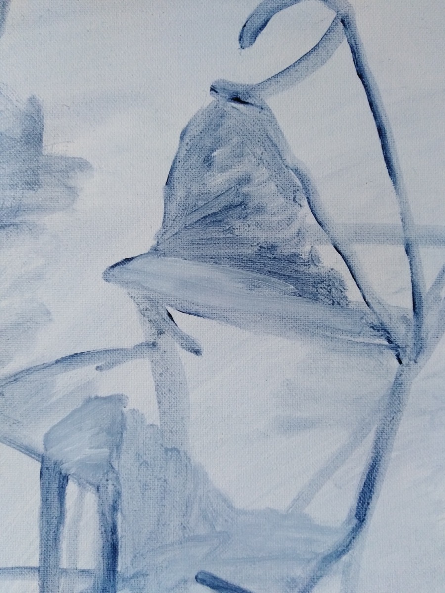 Detail of painting - loose brushmarks. 