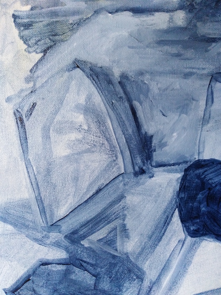 Detail of painting - paynes grey brush marks.  