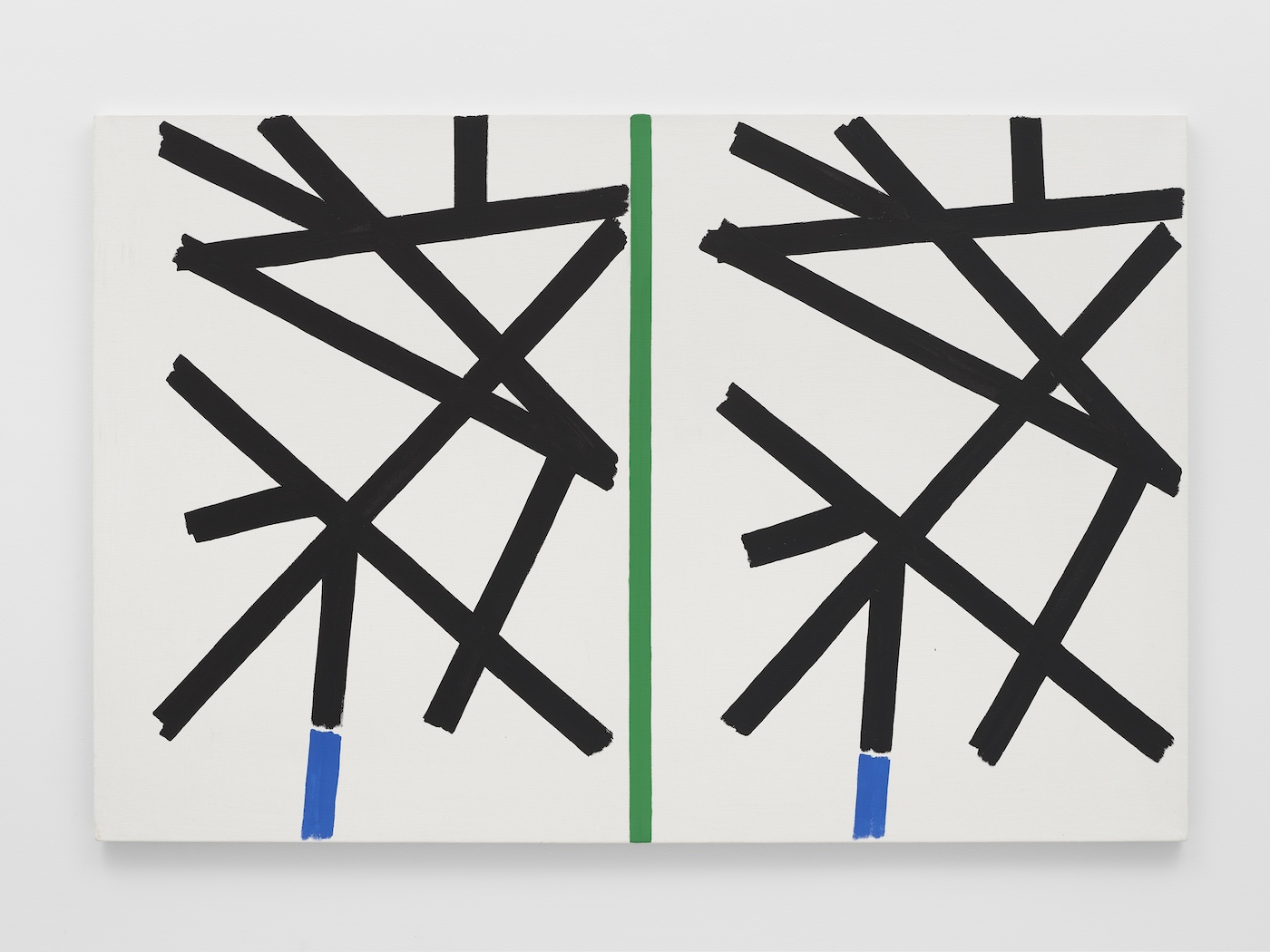 Painting by Bernard Piffarettie. Black lines on white ground. 